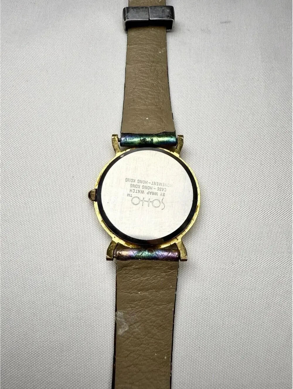 Women's SOHO Gold Tone Iridescent Scale Dial Watch And Band Need Battery